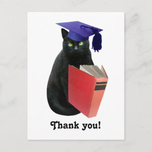 Black Cat Grad Danke Postcard Postkarte