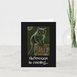 Black Cat Gravestone RIP Halloween kommt... Karte