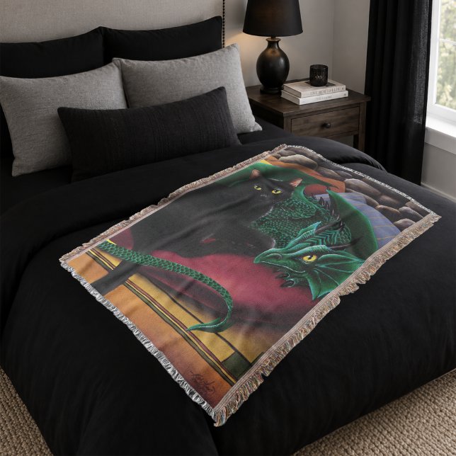 Black Cat Green Dragon Decke (Von Creator hochgeladen)