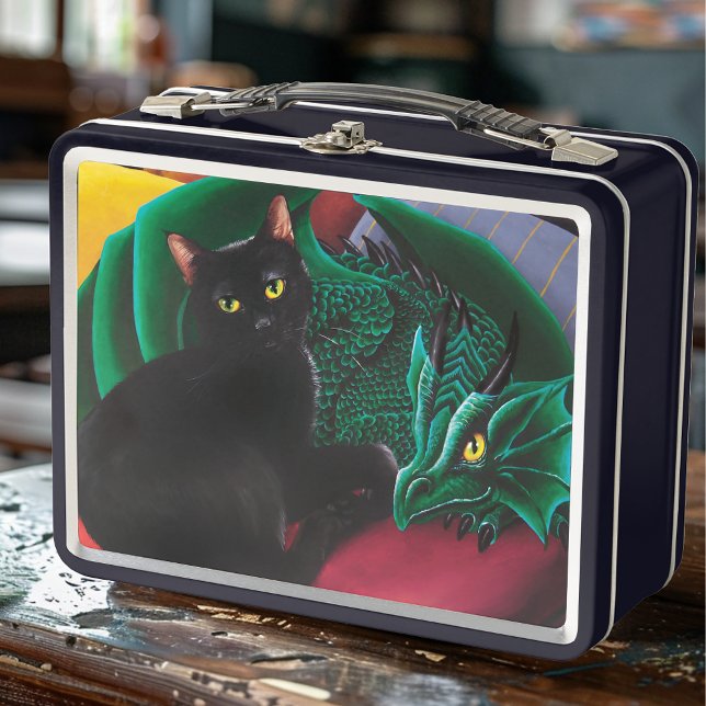 Black Cat Green Dragon Metall Brotdose (Von Creator hochgeladen)