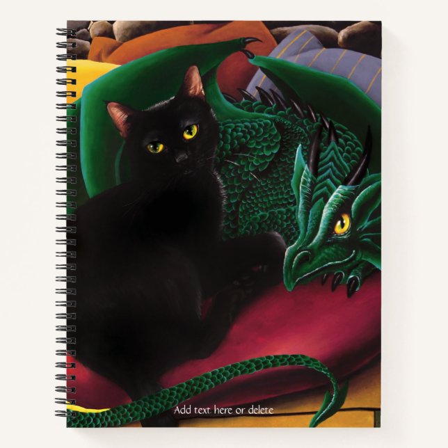 Black cat Green Dragon Notizbuch (Vorderseite)
