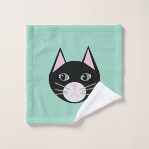 Black Cat Green Waschlappen