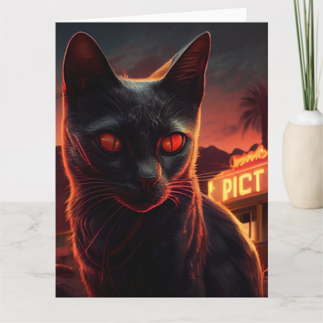 Black Cat Grußkarten Karte (Vorderseite)