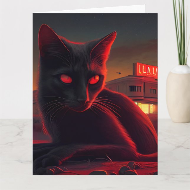 Black Cat Grußkarten Karte (Vorderseite)