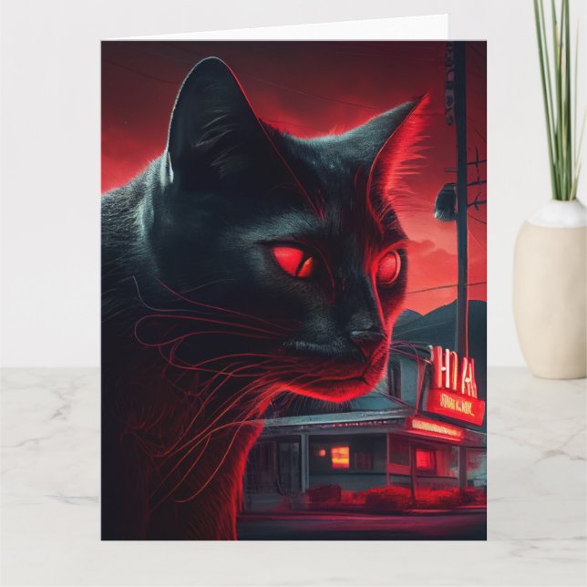 Black Cat Grußkarten Karte (Vorderseite)