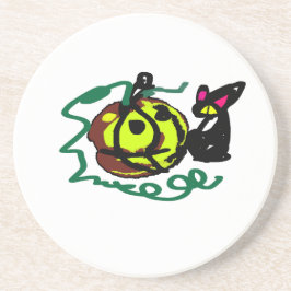 Black Cat Halloween Art Getränkeuntersetzer