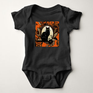Black Cat Halloween Baby Strampler