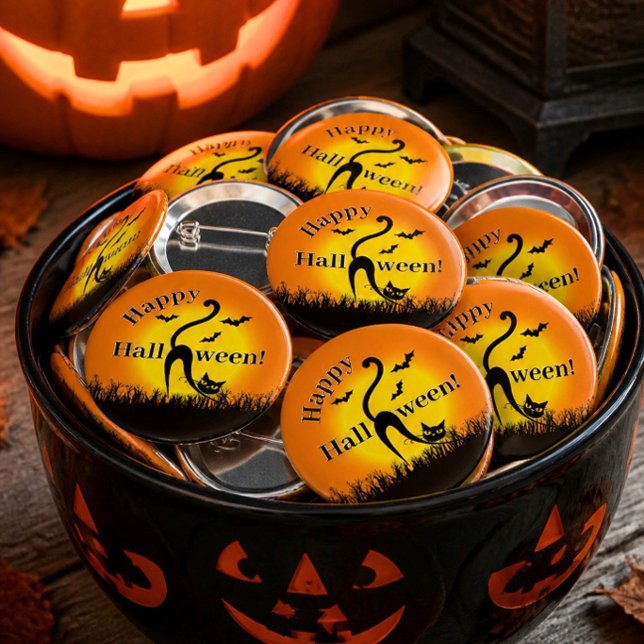Black Cat Halloween Button (Von Creator hochgeladen)