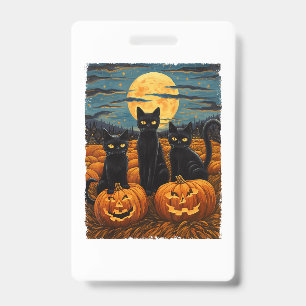 Black Cat Halloween Cat Lovers Starry Night Cat Va Ausweis