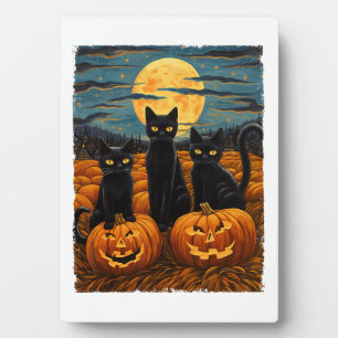 Black Cat Halloween Cat Lovers Starry Night Cat Va Fotoplatte