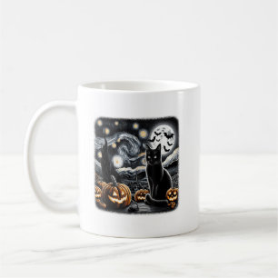 Black Cat Halloween Cat Lovers Starry Night Cat Va Kaffeetasse