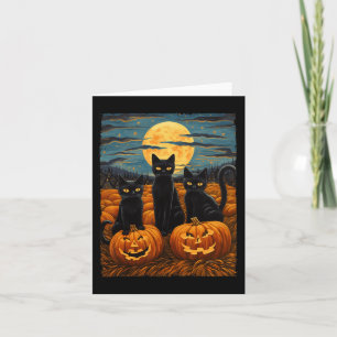 Black Cat Halloween Cat Lovers Starry Night Cat Va Karte