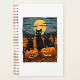 Black Cat Halloween Cat Lovers Starry Night Cat Va Planer