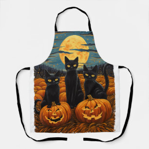 Black Cat Halloween Cat Lovers Starry Night Cat Va Schürze