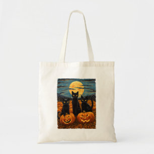 Black Cat Halloween Cat Lovers Starry Night Cat Va Tragetasche