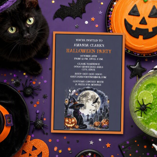 Black Cat Halloween Costume Party Einladung (Von Creator hochgeladen)