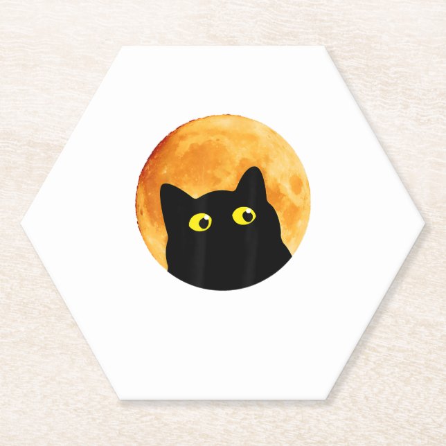 Black Cat Halloween Design Funny Cat Halloween Untersetzer (Vorderseite)
