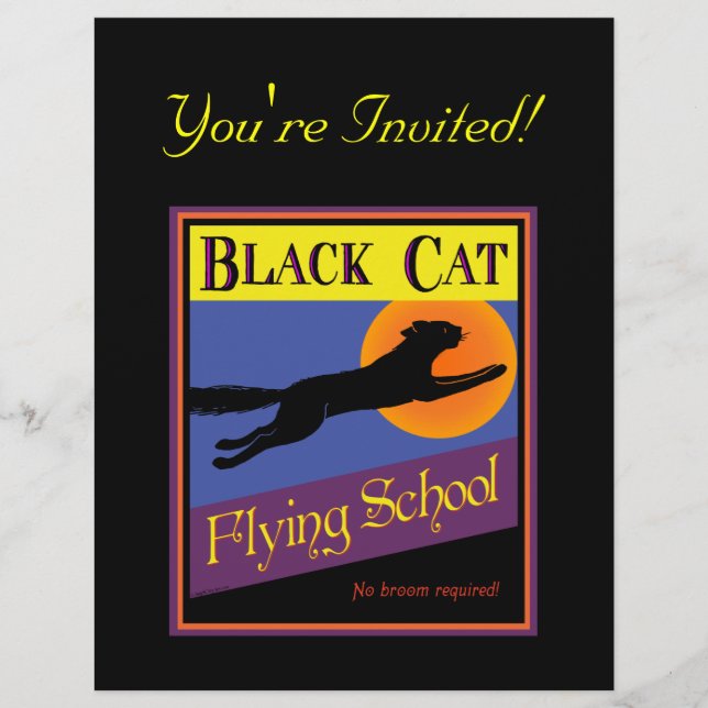 Black Cat Halloween Einladung Custom Flyer (Vorderseite)