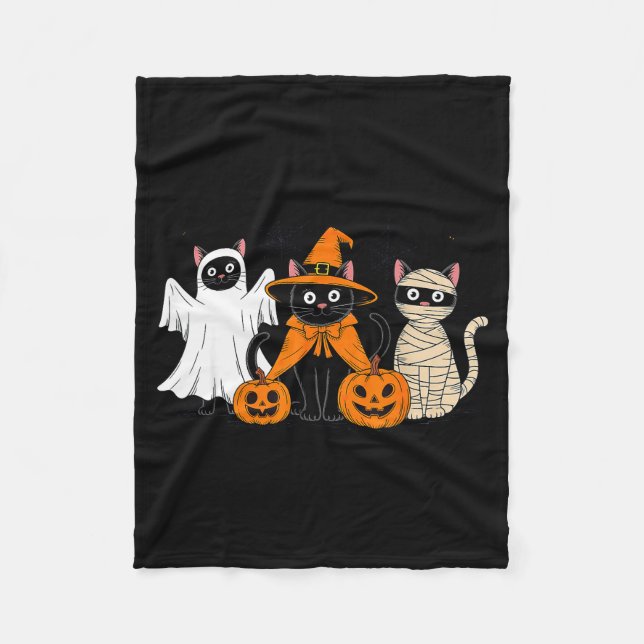 Black Cat Halloween  Fleecedecke (Vorderseite)