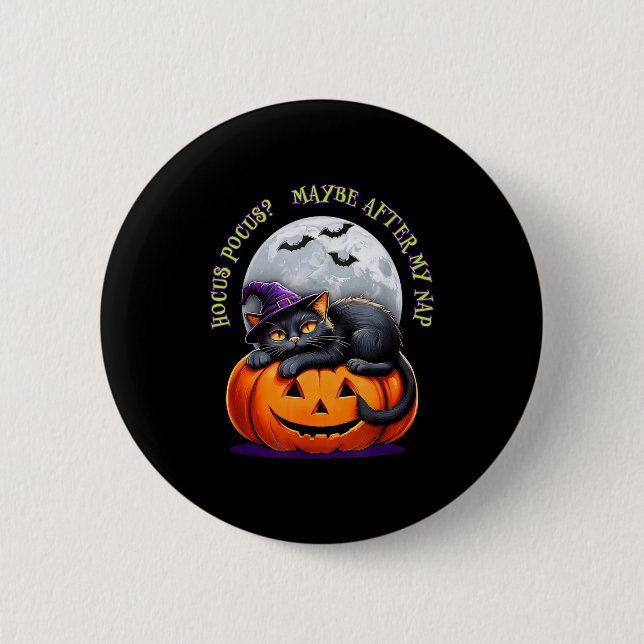 Black Cat Halloween Funny Pumpkin Costume Gift  Button (Vorderseite)