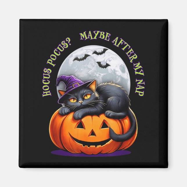 Black Cat Halloween Funny Pumpkin Costume Gift  Magnet (Vorne)