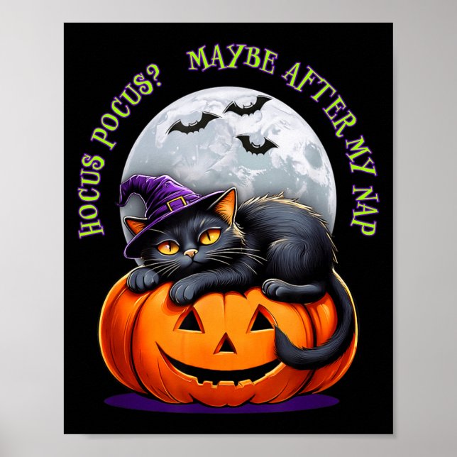 Black Cat Halloween Funny Pumpkin Costume Gift  Poster (Vorne)