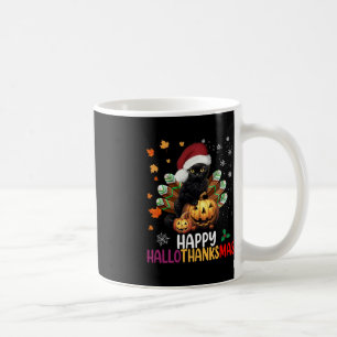 Black Cat Halloween Happy Hallothanksmas Merry Chr Kaffeetasse