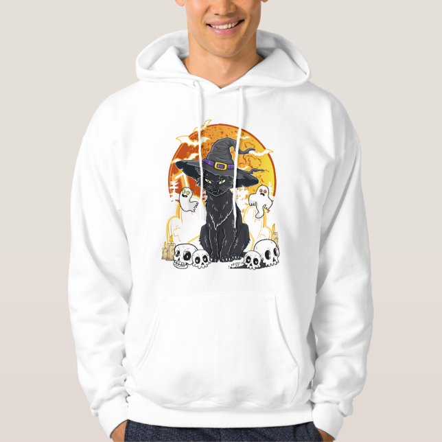 Black Cat Halloween Hoodie (Vorderseite)