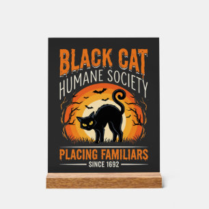 Black Cat Halloween Humane Society Vintage-Grafik Acrylschild