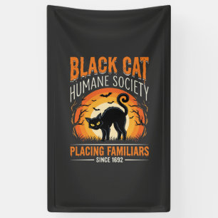 Black Cat Halloween Humane Society Vintage-Grafik Banner
