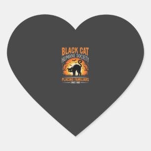 Black Cat Halloween Humane Society Vintage-Grafik Herz-Aufkleber