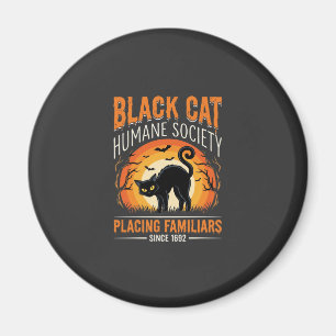 Black Cat Halloween Humane Society Vintage-Grafik Magnet