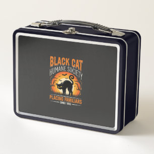 Black Cat Halloween Humane Society Vintage-Grafik Metall Brotdose