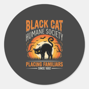 Black Cat Halloween Humane Society Vintage-Grafik Runder Aufkleber