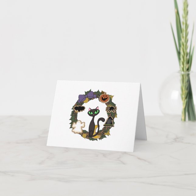 Black Cat Halloween Karte (Vorderseite)