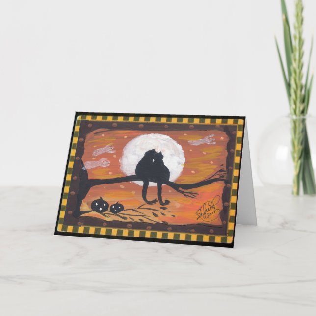 Black Cat Halloween Karte (Vorderseite)
