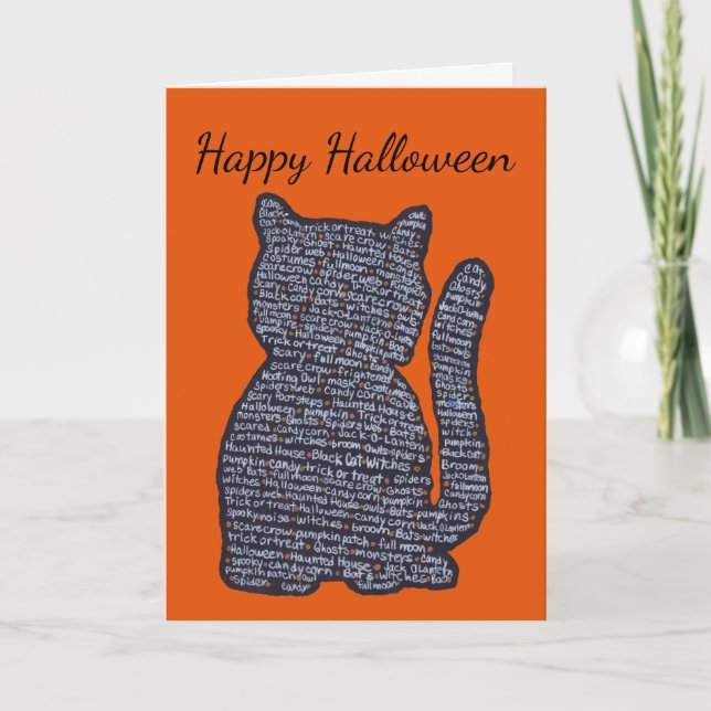 Black Cat Halloween Karte (Vorderseite)
