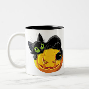Black Cat Halloween Kitt Clip Art Zweifarbige Tasse