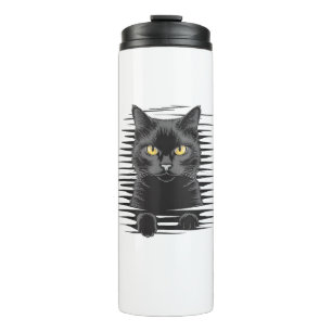 Black Cat Halloween Kostüm Spooky Kitty Cat Kitte Thermosbecher