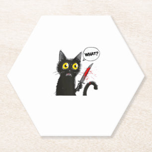 Black Cat Halloween Kostüm Was Funny Cover Untersetzer