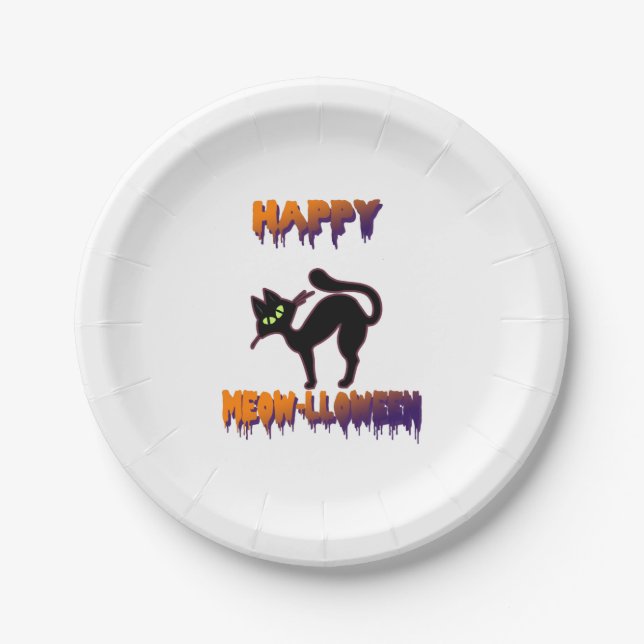 Black Cat Halloween Kürkin Halloween Pappteller (Vorderseite)