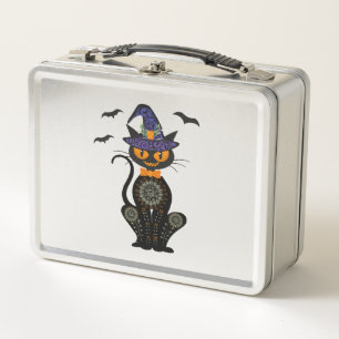 Black Cat Halloween Metall Brotdose