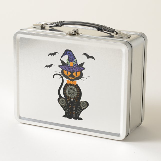 Black Cat Halloween Metall Brotdose (Vorderseite)