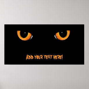 Black Cat Halloween-Party Banner Poster