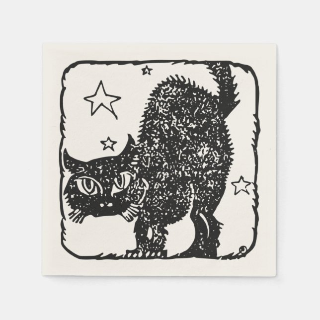 Black Cat Halloween-Party Napkin Serviette (Vorderseite)