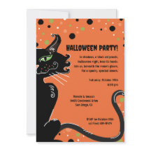 Black Cat Halloween-Party Spooky Whimsical Orange