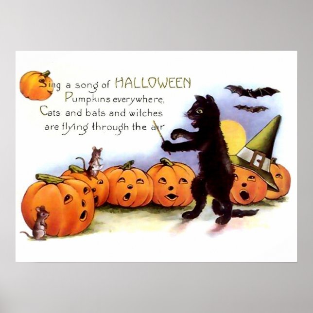 Black Cat Halloween Poster Print (Vorne)