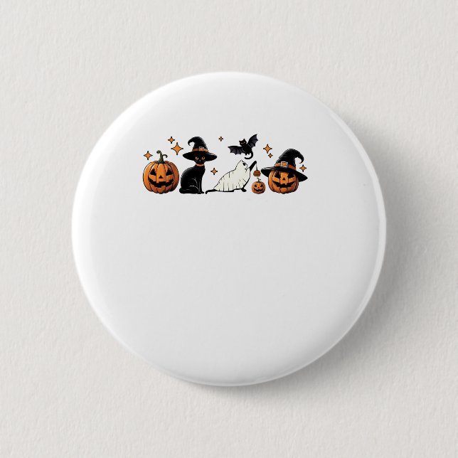Black Cat Halloween Pumpkin Boo Ghost Witch Spooky Button (Vorderseite)