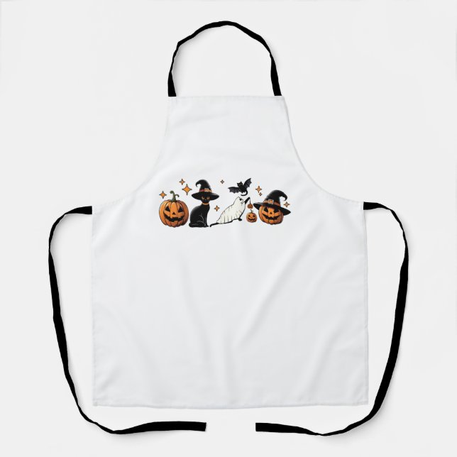 Black Cat Halloween Pumpkin Boo Ghost Witch Spooky Schürze (Vorderseite)