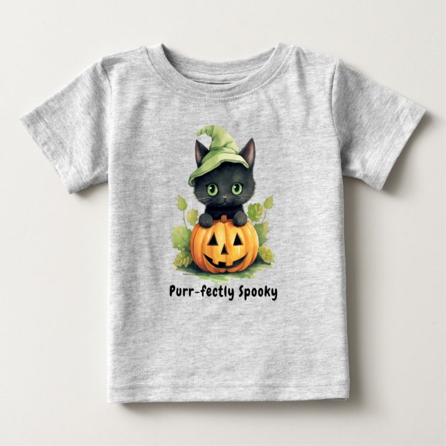 Black Cat Halloween Pumpkin Niedlich Spooky Baby T-shirt (Vorderseite)